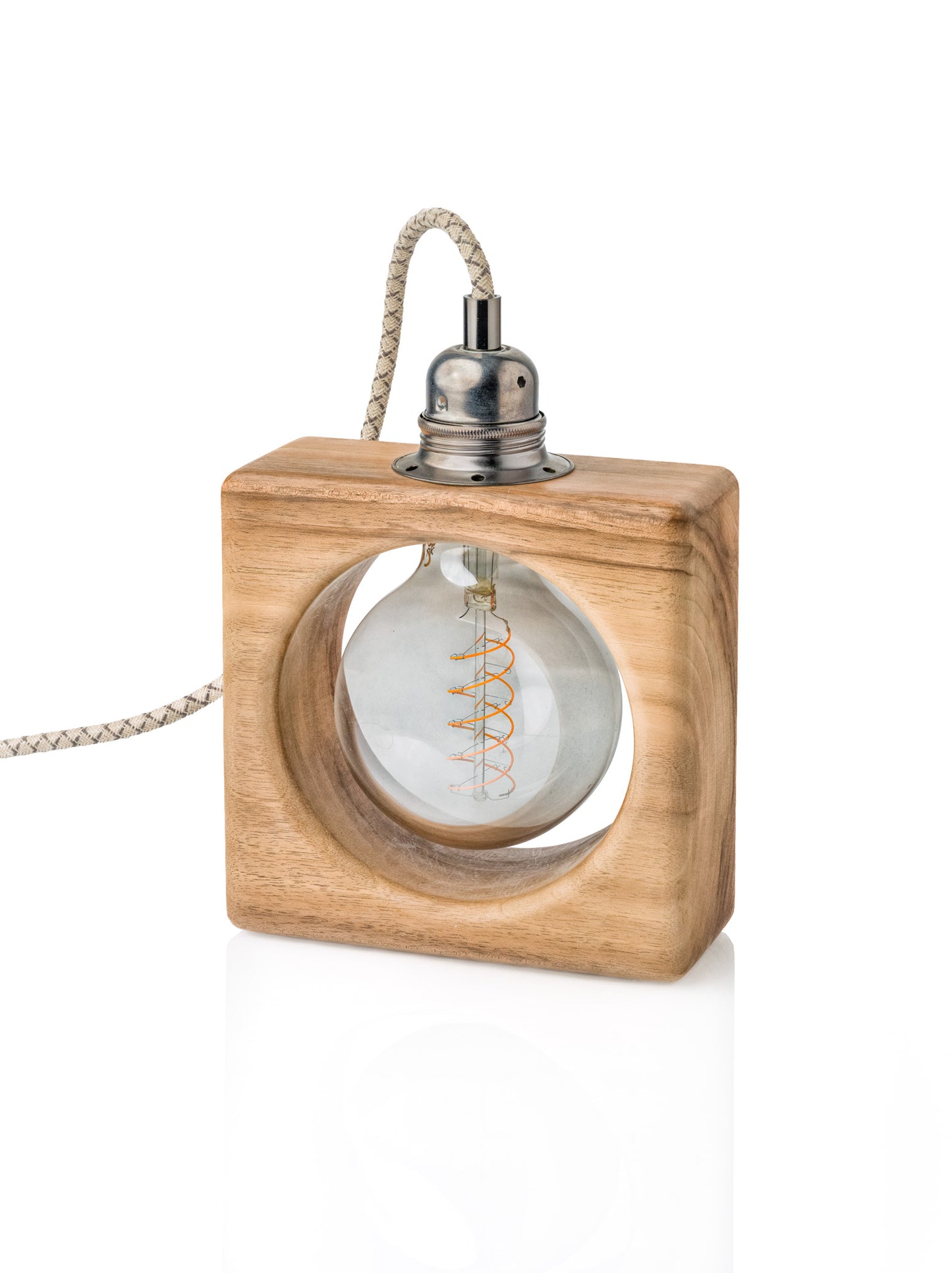Lampe à poser artisanale en noyer massif - Modèle Octave