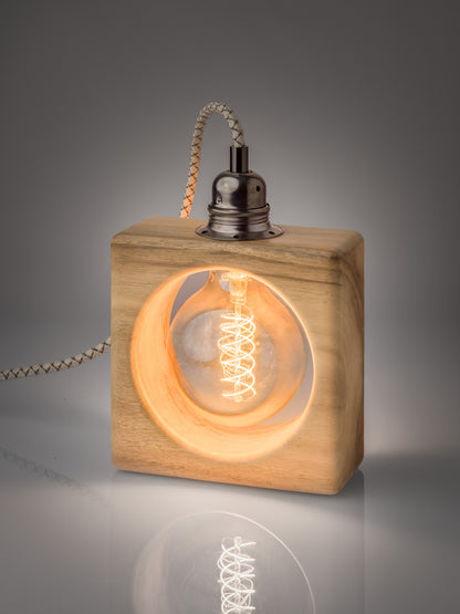 Lampe à poser artisanale en noyer massif - Modèle Octave