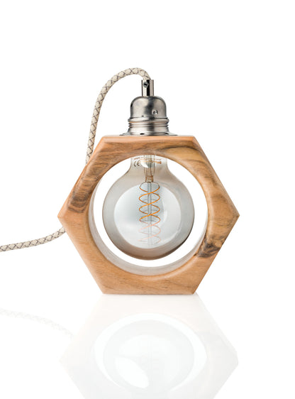 Lampe à poser artisanale en noyer massif - Modèle Léon
