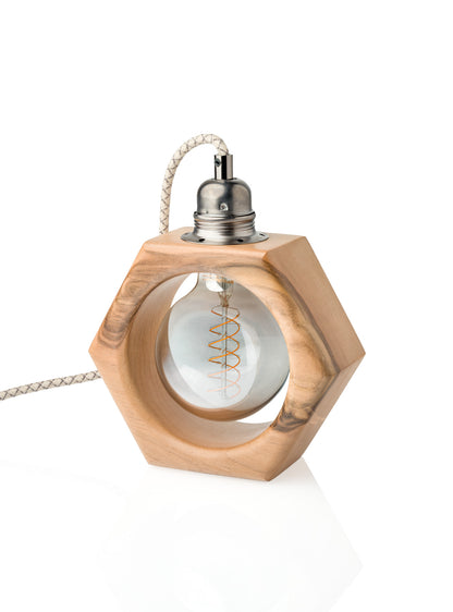 Lampe à poser artisanale en noyer massif - Modèle Léon