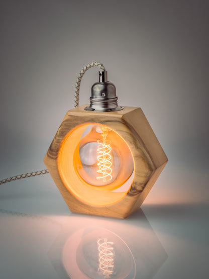 Lampe à poser artisanale en noyer massif - Modèle Léon