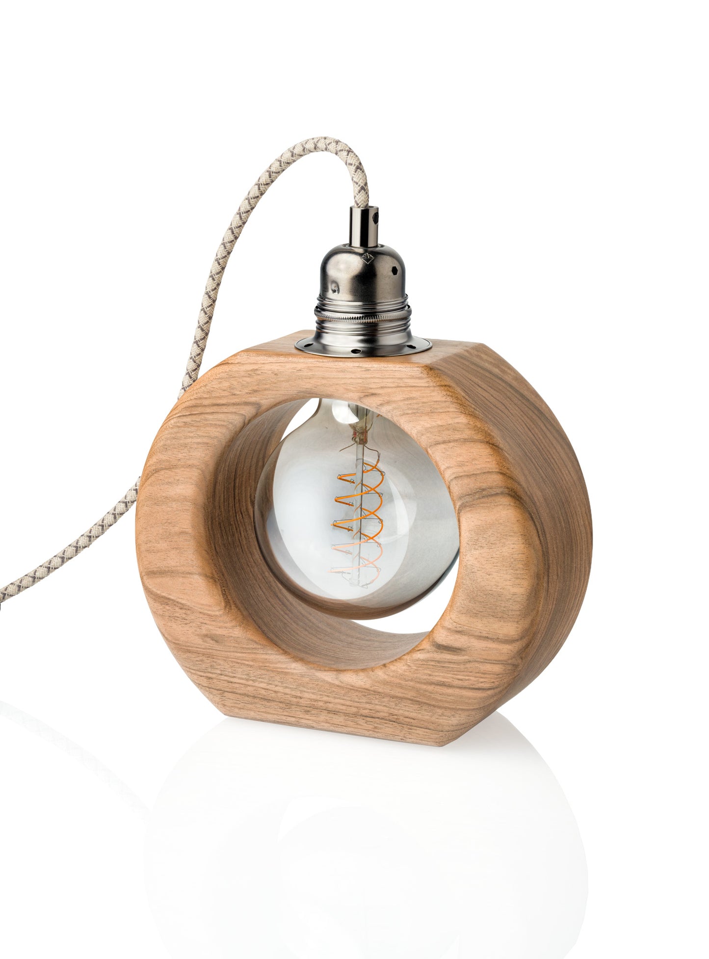 Lampe à poser artisanale en noyer massif - Modèle Nino