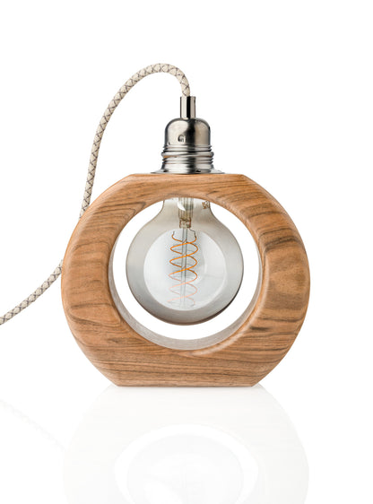 Lampe à poser artisanale en noyer massif - Modèle Nino